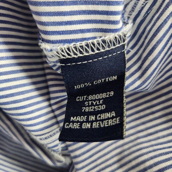 Max Edition Blue and White Stripe Wrap Blouse with Embroidery Size Large - Picture 8 of 10